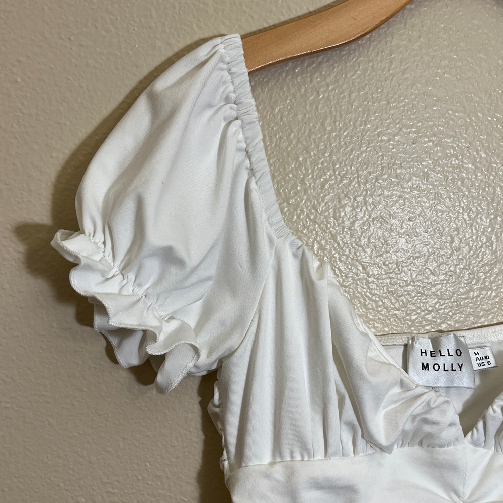 Hello Molly Ruch Yeah White Gathered Ruched Mini Dress - Picture 4 of 11